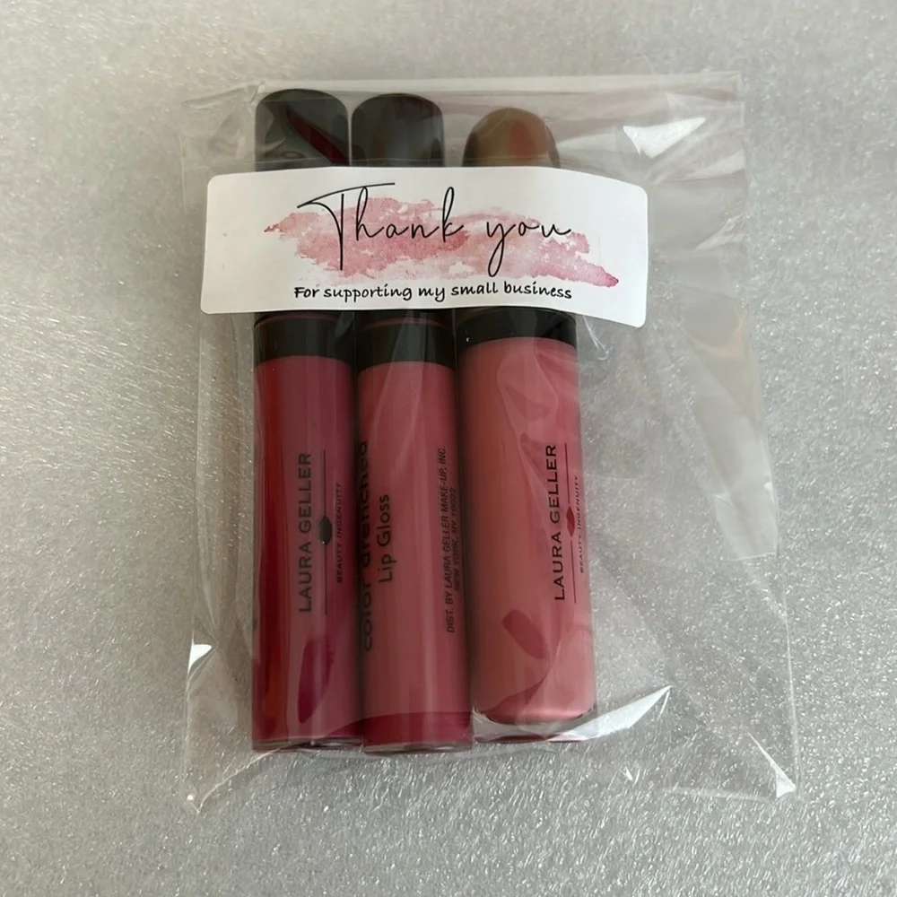 LOT OF 3 Laura Geller Lip Gloss / Perked up Pink Raspberry Roast / Sorbet Mousse